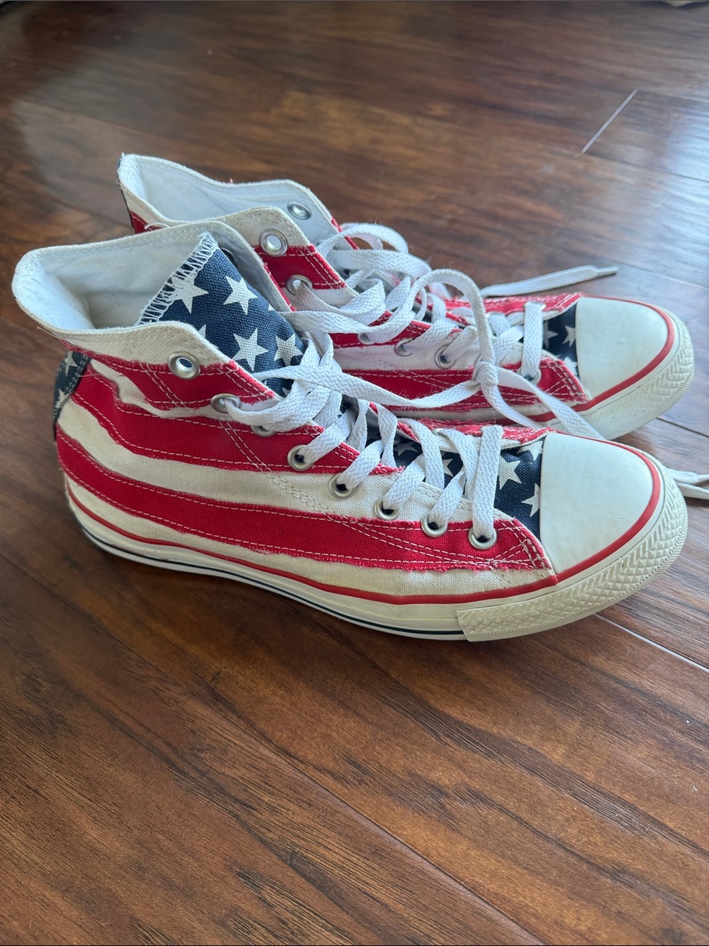 Converse Unisex Red White Blue Flag Taylor Hi Top Sneakers Size Men 8 Women 10 - Picture 9 of 9